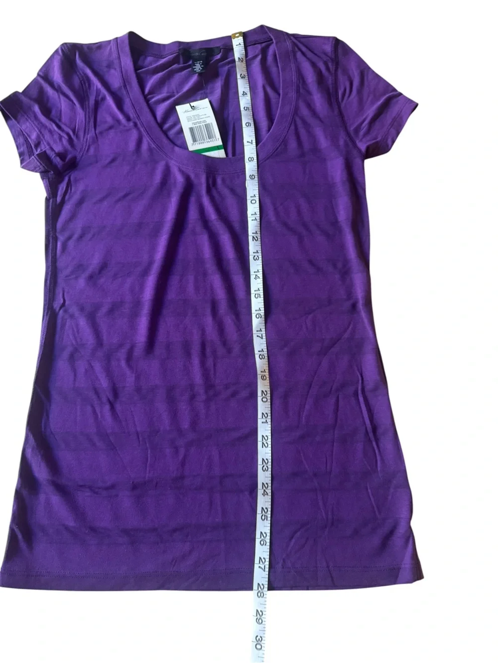 Kenneth Cole Purple Striped Scoop Neck Short Sleeve Top